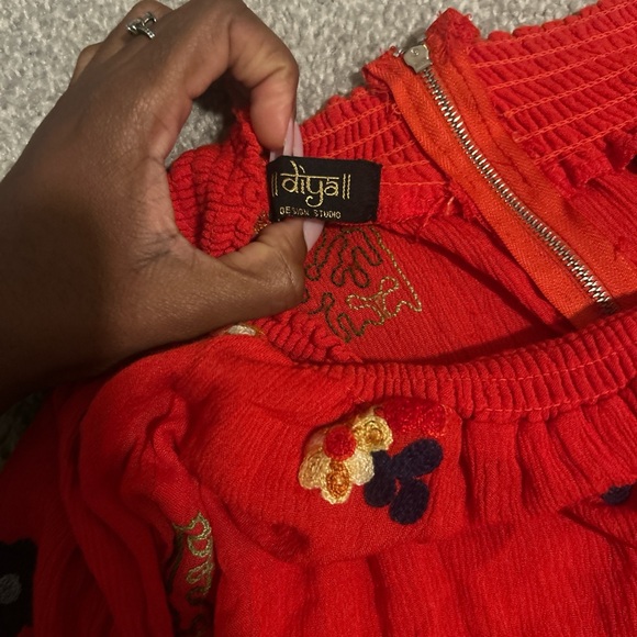 Floral Embroidered Red blouse/ Top - Picture 3 of 4